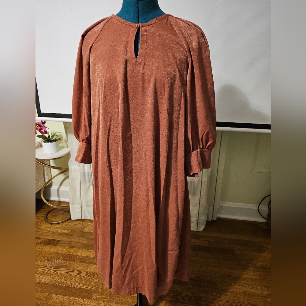 Rust Orange Long Sleeve Dress